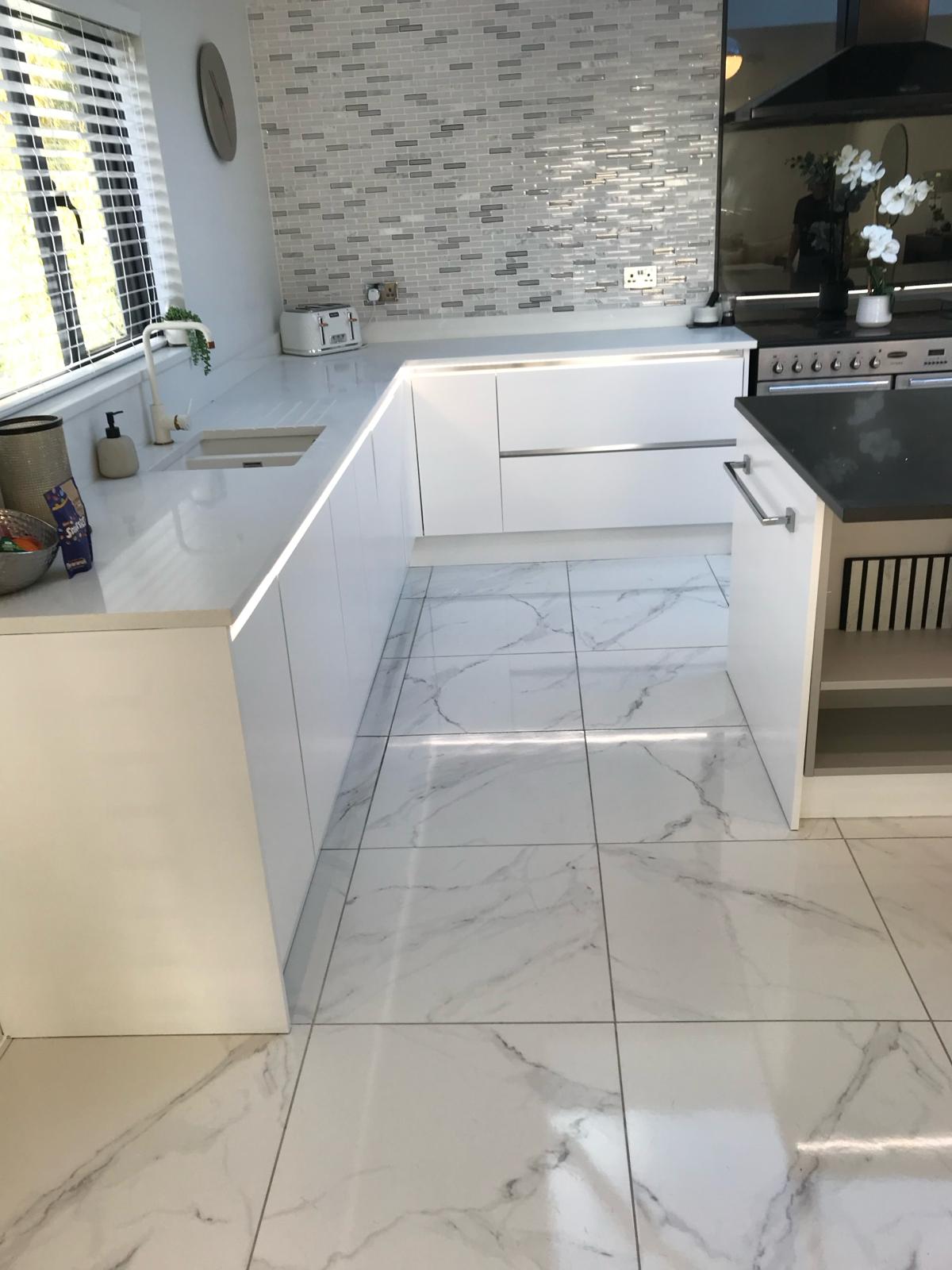 Resprayed white colour kitchen