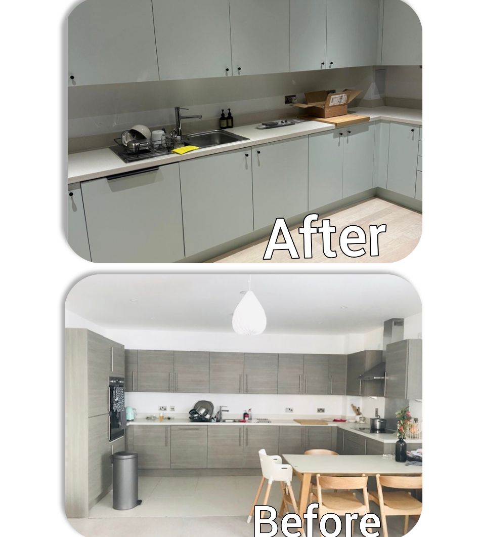 Respray from dark to light colour kitchen