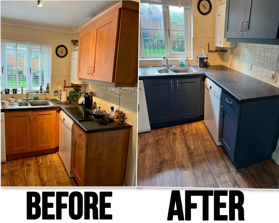 The Beauty of a Resprayed Blue Kitchen